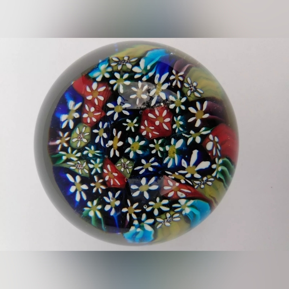 Vintage MURANO Di B. Battiston millefiori art glass paperweight Italy floral - Picture 2 of 7